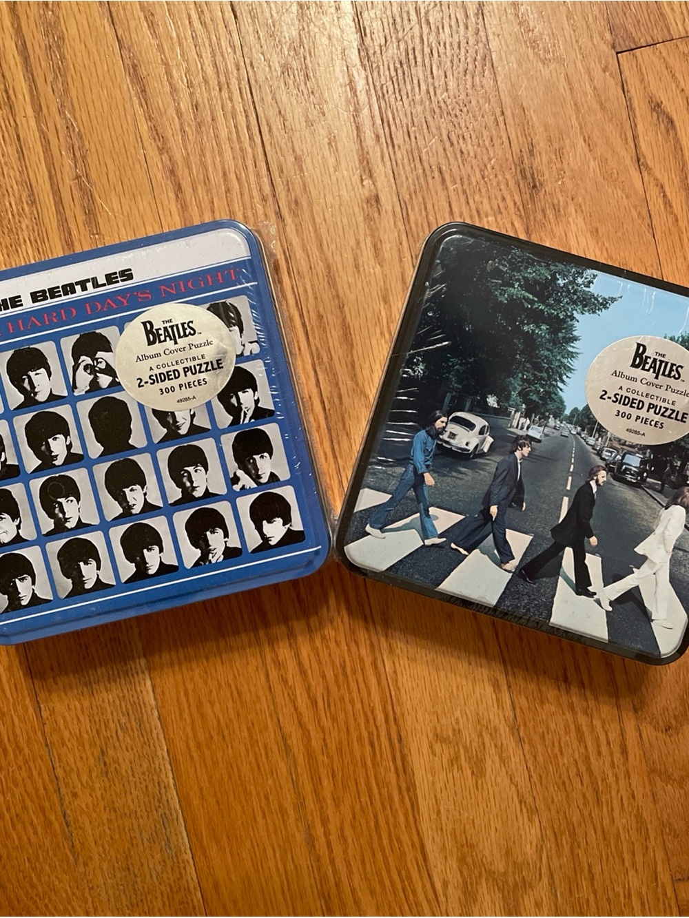 The Beatles Album Cover Puzzle Tins - Blue and Multi - lot of 2